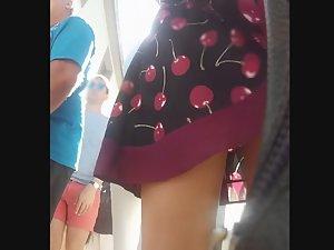 Amazing ass and thong in upskirt of cherry dress Picture 6