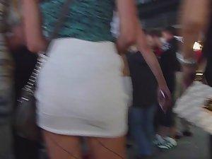 Wearing a microscopical miniskirt and pulling it down Picture 7