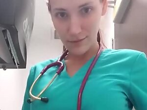 Naughty nurse flashing her pussy in hospital