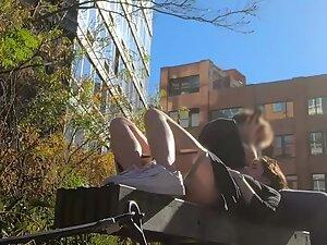 Upskirt while she lays on boyfriend's lap Picture 4