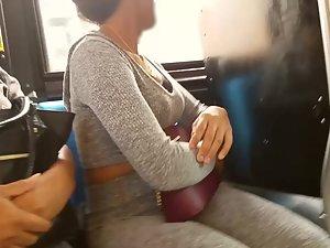 Bus voyeur checks out fine exotic girl Picture 1