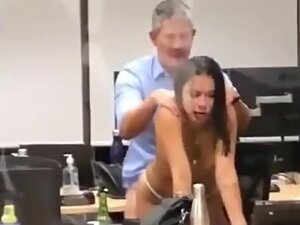 Coworker peeps on boss fucking a hot girl in office