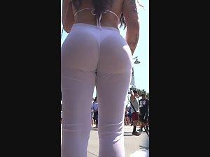 Slut in see through white leggings in public Picture 8