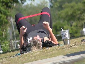 Voyeur looked at hottie exercising for too long Picture 2