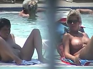 Homemade Pool Voyeur - Rich neighbor masturbates on her pool - Voyeur Videos