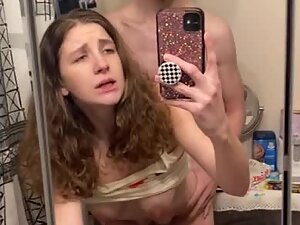 Selfie video of hot blowjob and sex in bathroom