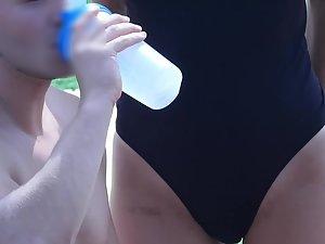 Checking cute blonde's crotch and ass in swimsuit Picture 5