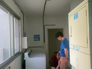 Frisky couple having sex in laundry room Picture 1