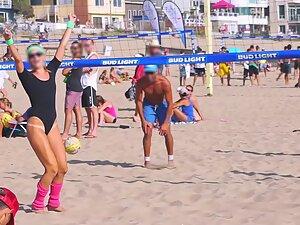 Sexy ass in eighties style beach volleyball swimsuit Picture 2