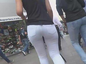 Big ass is emphasizes in white pants Picture 1