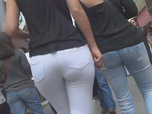 Big ass is emphasizes in white pants Picture 2