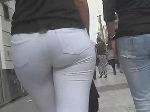 Big ass is emphasizes in white pants Picture 5