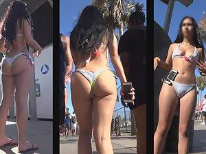 Bubbly butt in thong bikini is worthy of voyeur's attention Picture 8