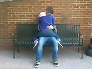 Voyeur sex video catches Asian couple fucking on bench