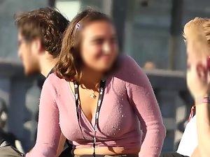 Great smile and even greater boobs caught by voyeur Picture 1
