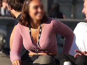 Great smile and even greater boobs caught by voyeur Picture 3