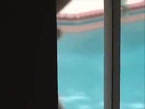 Naked neighbor girl is peeped on at the pool Picture 8