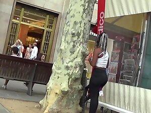 Voyeur caught black girl's tits while she changes in public Picture 2