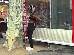 Voyeur caught black girl's tits while she changes in public Picture 6