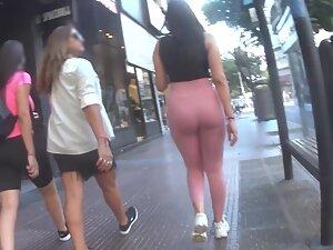 Soft big ass is squeezed in pink leggings Picture 5